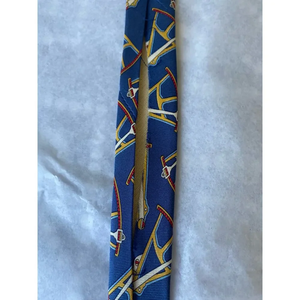 Gucci 100% Silk Made in Italy Men's Tie Sextant Print in Blue 58 x 3 3/4